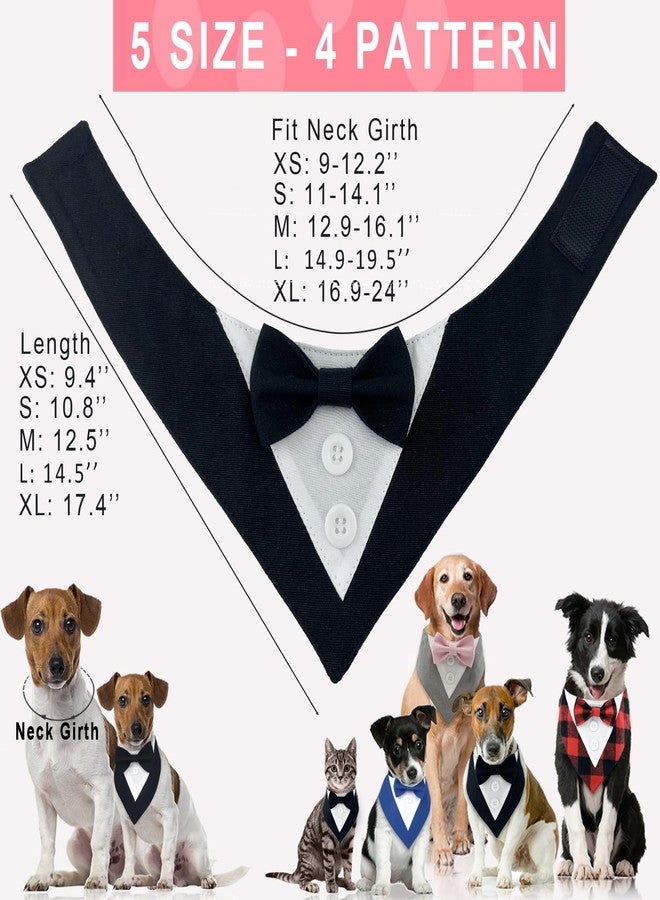 KOOLMOX Cat Tuxedo Wedding Outfit, Dog Tux Bow Tie Bandana, Adjustable Dog Formal Outfit Dress Collar for Small Medium Dogs Cats (S, Black) - Image 2